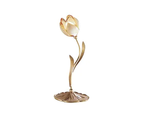 TULIPANI 319/L1 - Satin french gold/gold leaf table lamp with glass _ Possoni Illuminazione